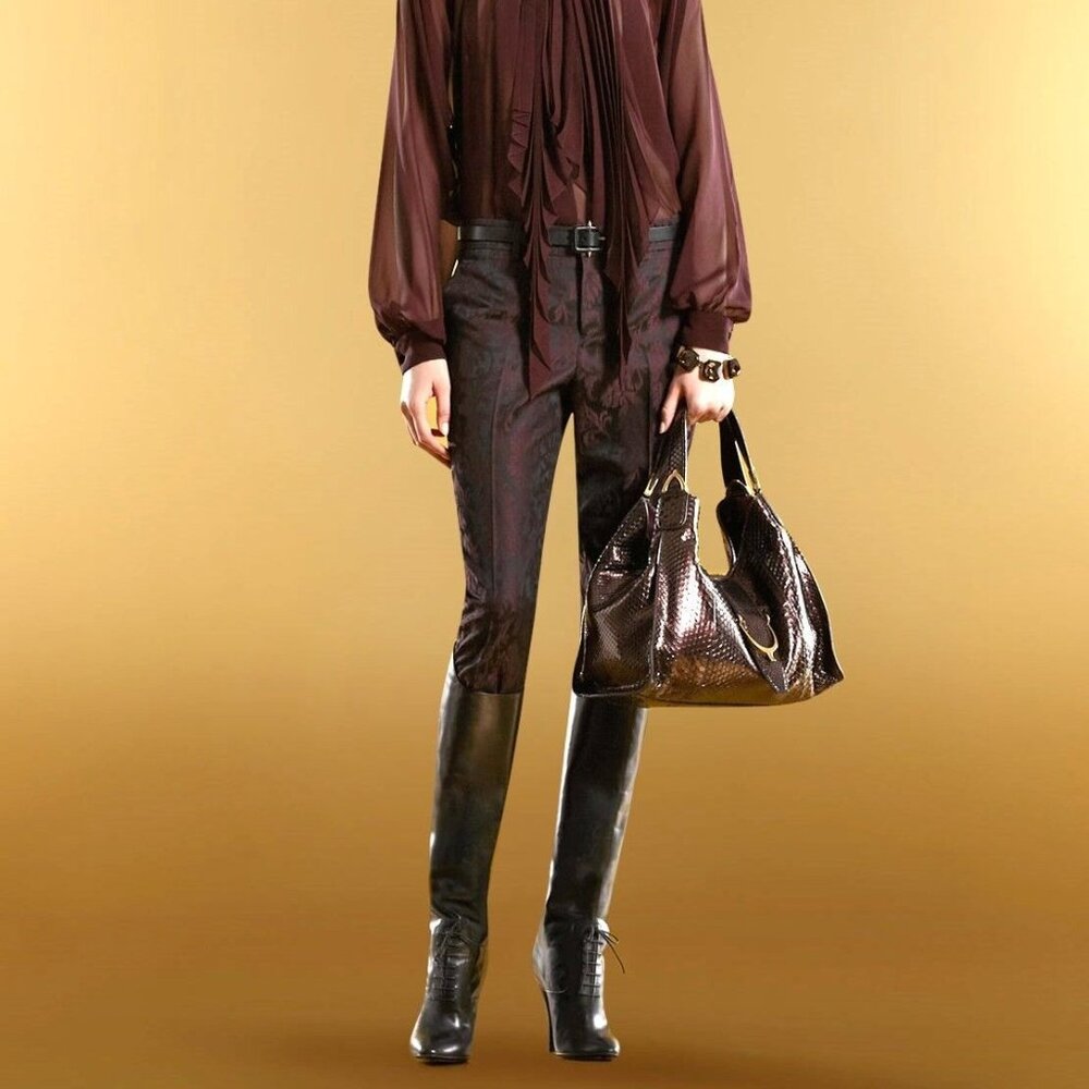 Gucci AW/12 Burgundy Floral-Jacquard Holiday Pants
